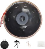 Handan 432HZ,10 Sounds 22 Inches D Minor Handpan Drum,Prremium Steel Hand Pan Instrument for Adults,Classic Black