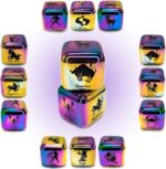 2Pcs/Set Metal 12 Constellation Dice Set, Laser Engraved 6-Sided Stainless Steel Big Zodiac Dices for Game Divination Accessory (Classic, Colorful), DK-MDICE-12XZ - Image 4