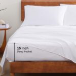 LANE LINEN Eco Friendly 100% Organic Cotton Queen Sheet Set, Soft & Comfy Fully Elasticized 15" Deep Pocket Bed Sheets, Low Pill Naturally Cooling Machine Wash Sábanas Queen- White Bed Sheets - Image 5
