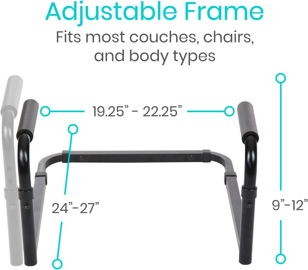 Vive Stand Assist - Mobility Standing Aid Rail for Couch, Chair - Assistance Handle for Patients, Elderly, Seniors and Disabled - Safety Grab Bar for Sitting, Sofa, Home - Adjustable, Portable Device - Image 4