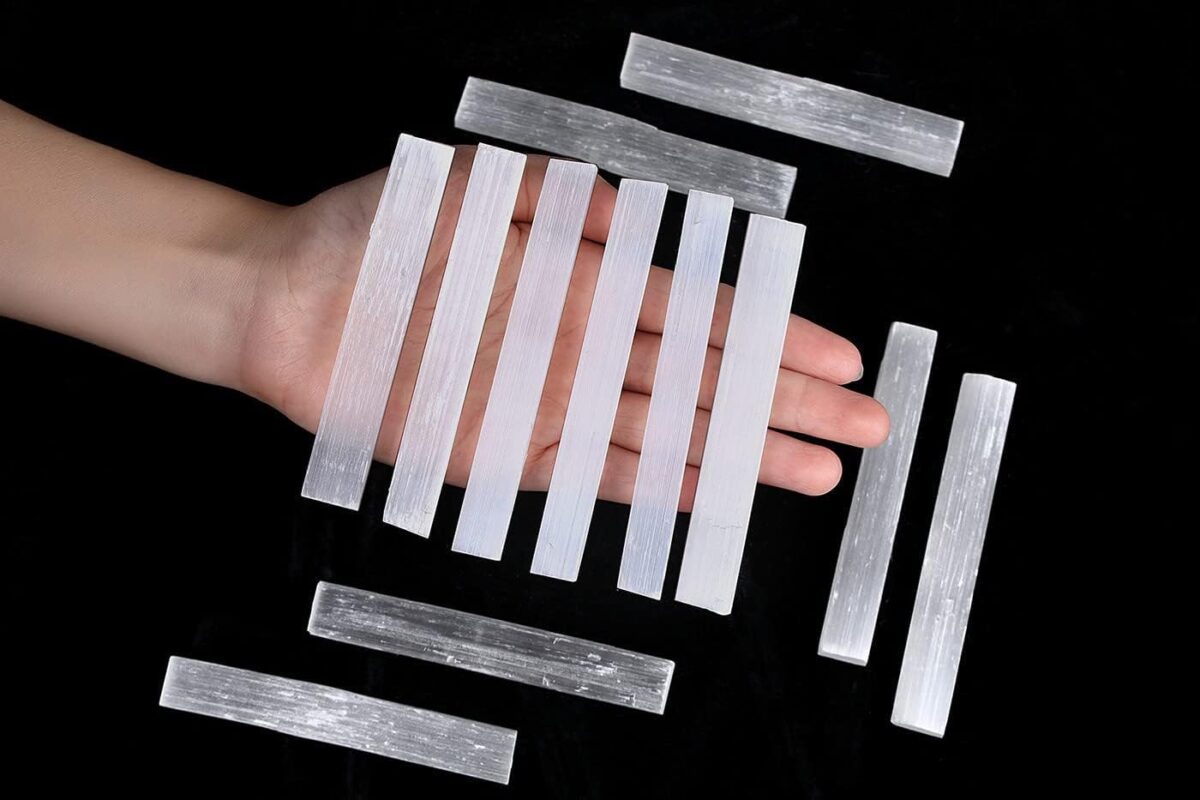 MAIBAOTA 4" Selenite Crystal Wand Selenite Sticks Crystals Bulk Selenite Charging Plate Reiki Metaphysical Supplies Wicca Altar Supplies Crystal for Witchcraft 12 Pcs - Image 2