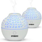 APOMOTOT 2 Pack Essential Oil Diffuser,Mini Portable Aromatherapy Diffusers,60ml Cool Mist Humidifier with USB 7 LED Light Color,Waterless Auto Shut-Off for Gift Home Office Room