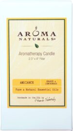 Aroma Naturals Essential Oil Orange and Lemongrass Scented Pillar Candle, Ambiance, 2.5 inch x 4 inch, Yellow - Image 2