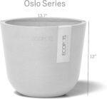 Ecopots Oslo Durable Modern Round Indoor/Outdoor Recycled-Based Composite Flower Pot Planter, Taupe, 14" - Image 4