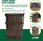 FCMP Outdoor Slim Line Design 45-Gallon Wood Grain Outdoor Home Rain Water Catcher Barrel Flat Back Container with Spigots and Mesh Screen, Brown - Image 3