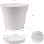 Homenote Pots for Plants, 15 Pack 6 Inch Plastic Planters with Multiple Drainage Holes and Trays,Plant Pots for All Home Garden Flowers Succulents (White) - Image 5