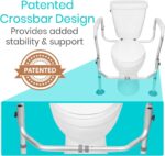Vive Toilet Safety Rail Frame - Toilet Grab Bars for Elderly, Disabled - Assist Support Rails with Padded Handles - Stand Alone for Bathroom - Adjustable Non Slip for Adults, Seniors, Handicapped - Image 2