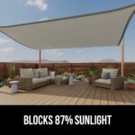 GORILLA GRIP Heavy Duty Sun Shade, UV Protection Fade Tear and Rust Resistant Rectangle Sunshade Canopy, Curved Edges Blocks Sunlight, Breathable Sail, Outdoor Patio, Lawn Garden 12x16 FT Gray - Image 3
