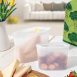 Reusable 100% Silicone Food Storage Bags, Sandwich Snack Bags New Generation Stand Up Zip Container for Soup and Leftovers, Plastice & BPA Free, Microwave Oven Safe 3 Pack (51oz, 34oz, 17oz) - Image 5