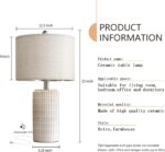 PoKat 23" Modern Ceramic Table Lamp Set of 2 for Living Room White Desk Lamps for Bedroom Farmhouse Bedside Nightstand Bedside Lamp End Table Lamps Beige - Image 6
