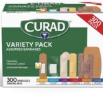 CURAD Assorted Bandages Variety Pack, 300 Count, 6 Styles Including Antibacterial, Waterproof, Sheer, Plastic, Heavy Duty & Flex-Fabric, Protects Scrapes, Cuts & Burns, Latex-Free