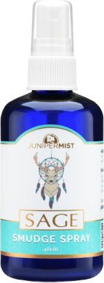 White Sage Smudge Spray (4 Fl Oz) - for Cleansing Negative Energy - Sage Spray Alternative to Incense Sticks - Sustainably Made in USA with Pure Essential Oils and Real Crystals