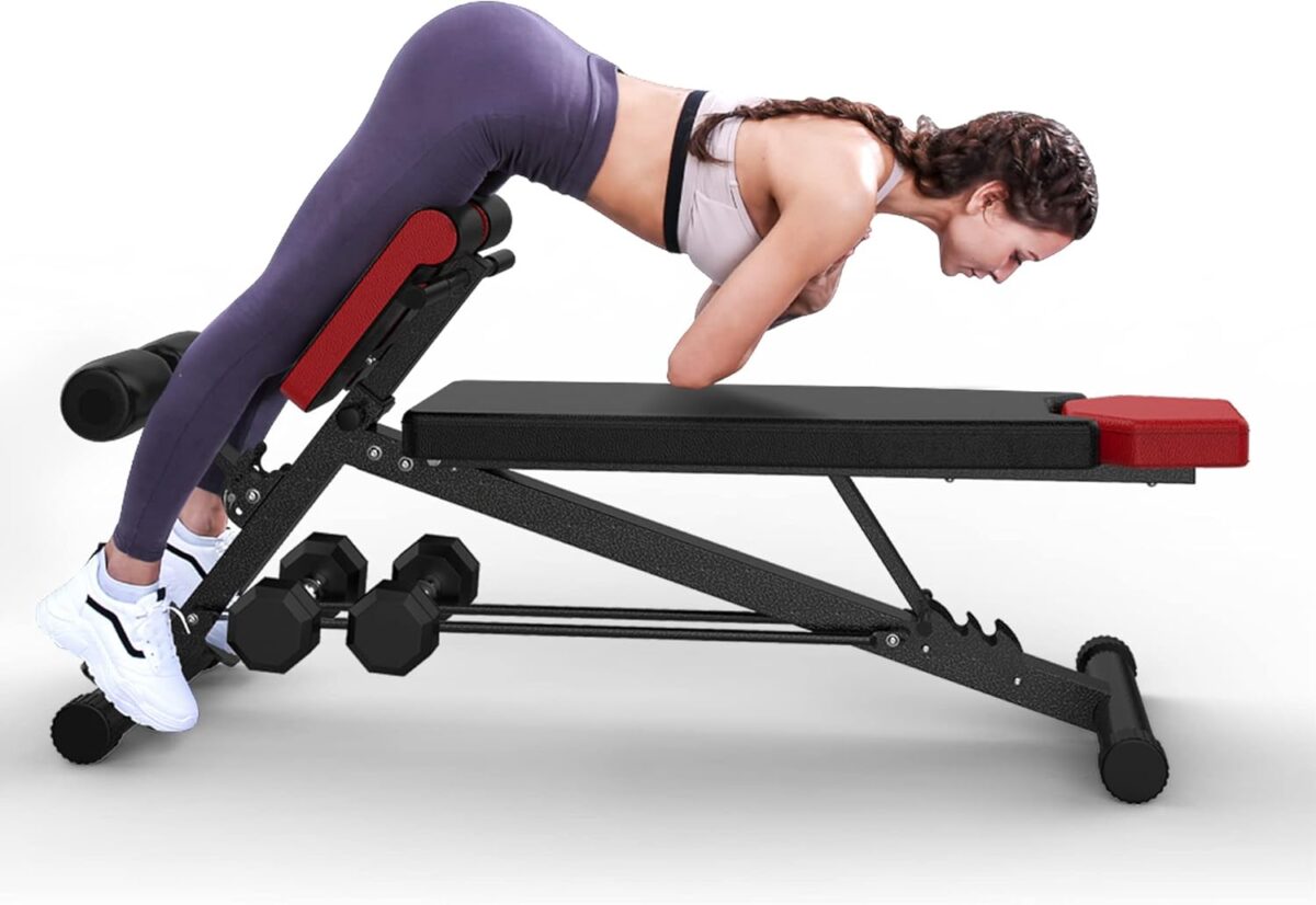 Finer Form Multi-Functional Weight Bench for Full All-in-One Body Workout – Versatile Adjustable Workout Bench for Home Gym. Fitness equipment perfect for Back HyperExtension, Bench Press, Roman Chair Exercise, Sit up. Adjusts to Decline or Flat Bench. - Image 1