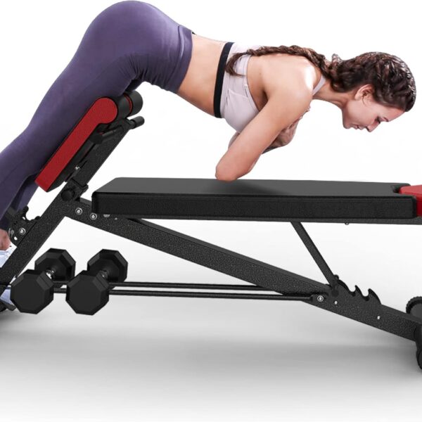 Finer Form Multi-Functional Weight Bench for Full All-in-One Body Workout – Versatile Adjustable Workout Bench for Home Gym. Fitness equipment perfect for Back HyperExtension, Bench Press, Roman Chair Exercise, Sit up. Adjusts to Decline or Flat Bench.