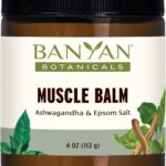 Banyan Botanicals Muscle Balm – Organic Muscle Massage Balm with Ashwagandha Root & Epsom Salt – Supports Healthy Circulation & Soothes Tired Muscles – 4oz – Non GMO Sustainably Sourced Petroleum Free