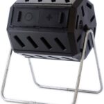 FCMP Outdoor IM4000 Dual Chamber Tumbling Composter Canadian-Made, 100% Recycled Resin - Outdoor Rotating Compost Tumbler Bin for Garden, Kitchen, and Yard Waste, Black (37 Gallon)