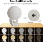 Mydethun 3D Moon Lamp with Ceramic Base, Gift for Lover, LED Night Light, Mood Lighting with Touch Control Brightness for Women,Home Décor, Bedroom, Kids Birthday, 3.5 Inch - White & Yellow - Image 8