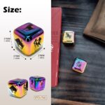 2Pcs/Set Metal 12 Constellation Dice Set, Laser Engraved 6-Sided Stainless Steel Big Zodiac Dices for Game Divination Accessory (Classic, Colorful), DK-MDICE-12XZ - Image 3