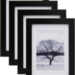 Egofine 5x7 Picture Frames Set of 4, Made of Solid Wood Covered by Plexiglass 3.5x5 and 4x6 with Mat or 5x7 without Mat, for Table Top Display and Wall Mounting Photo Frame White