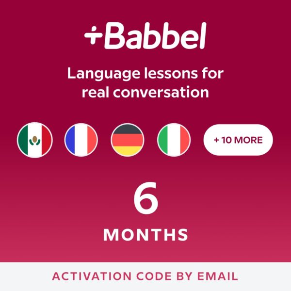 Babbel Language Learning Software - Learn to Speak Spanish, French, English, & More - All 14 Languages Included, Audio Lessons - Compatible with iOS, Android, Mac & PC (6 Month Subscription)