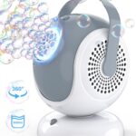 Bubble Machine - Automatic Bubbles Blower for Kids, Toddlers - 360° Oscillation & 75° Adjustment Bubble Toys with LED Light - Gifts for Boys, Girls, Easter, Outdoor, Birthday, Party Use