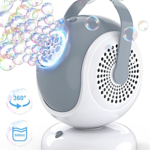 Bubble Machine - Automatic Bubbles Blower for Kids, Toddlers - 360° Oscillation & 75° Adjustment Bubble Toys with LED Light - Gifts for Boys, Girls, Easter, Outdoor, Birthday, Party Use