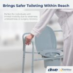 Drive Medical 11117N-1 Bariatric Commode Chair for Toilet with Arms, Gray - Image 2