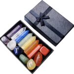 Chakra Crystal Stones Healing Kit, Healing Crystal Wands Crystals Points Reiki, 7 Chakra Set Tumbled Stones Reiki Chakra Meditation Therapy
