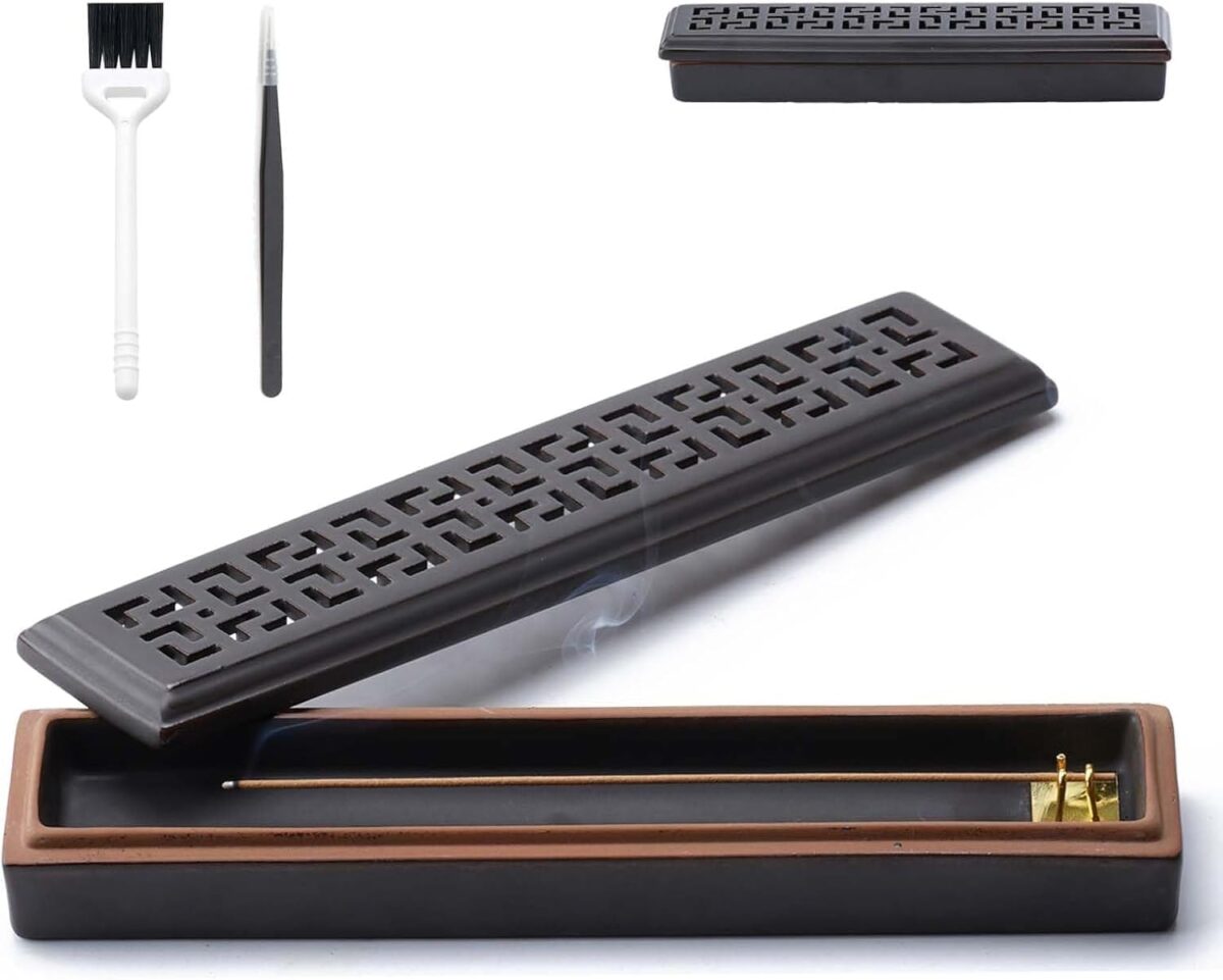 Incense Holder for Sticks，Ceramic Insence-Stick Holder Ash Catcher，Incense Holder Timkburner for Meditation Yoga Spa Room Decor - Image 1