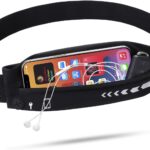 USHAKE Slim Running Belt for Women Men-Runners Phone Holder Fanny Pack Expandable, Adjustable, Bounce Free Waist Pouch bag for Workout, Money Belt, Run Gear Accessories Black