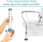 Vive Toilet Rail - Bathroom Safety Frame - Medical Railing Helper for Elderly, Handicap, Disabled, Seniors - Bariatric Assist Handrail Grab Bar - Adjustable Height, Padded Arms Fit Most Toilets - Image 3
