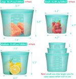 Reusable Food Bags, 12 Pack 100% Silicone Food Storage Bags Stand Up Zip Lock Container, Freezer Microwave Oven Dishwasher Safe, 4 Large 4 Medium 4 Small, Aqua - Image 7