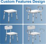 Shower Chair for Inside Shower with Arms and Back, FSA/HSA Eligible 500 lbs Heavy Duty Shower Seat for Bathtub, Height Adjustable Safety Bath Seat for Elderly, Adults, Handicap and Disabled - Image 5