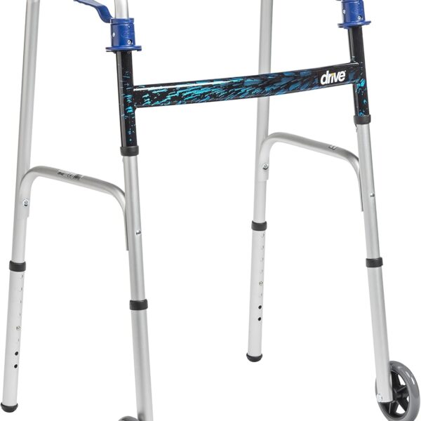 Drive Medical 10226-1 Trigger Release Folding Walker, Brushed Steel