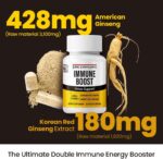 JungKwanJang Immune Boost, Adaptogen Supplement with American Ginseng and Korean Red Ginseng Duo for Immunity, Energy, Fights Fatigue, All-Natural, Stress Support for Men and Women - Image 4
