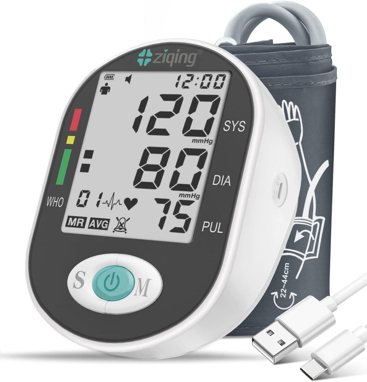 Blood Pressure Monitors, Bp Monitor - Blood Pressure Machine Large Cuff Blood Pressure Monitor Upper Arm Cuff 8.7''-17.3'', Large Screen, 2 Users Total 198 Memories - Image 1