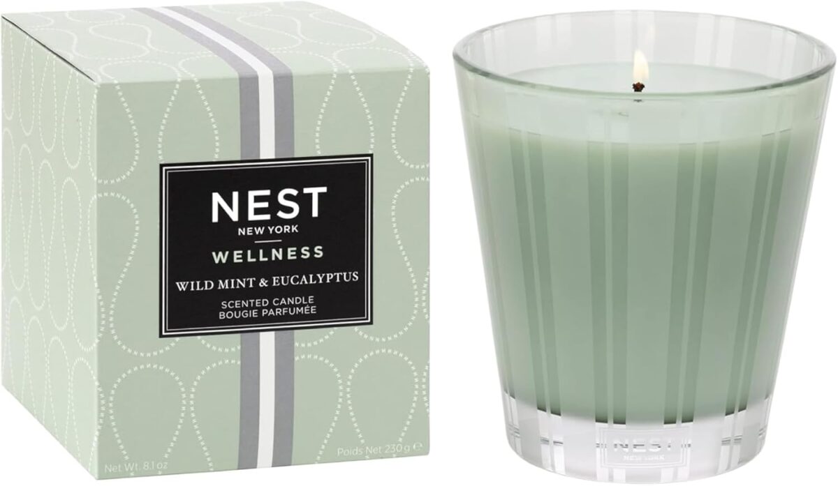 NEST New York Scented Classic Candle, Wild Mint & Eucalyptus - 8.1 oz - Up to 60-Hour Burn Time - Reusable Glass Vessel - Image 1