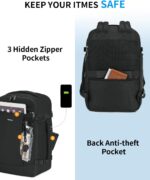 ECOHUB Travel Backpack for Men Women, Carry on Backpack with USB Charging Hole, Spirit Airlines Personal Item Bag Flight Approved, 15.6 Inch Laptop Backpack with Anti Theft Pockets, 30L, Black - Image 4