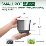 T4U 4.8 Inch Self Watering Plant Pot, 4 Pack Self Watering Pots, Self Watering Planter with Reservoir, Small Self Watering Pots for Indoor Plants, African Violets (4 Pack 4.8", Translucent Gray) - Image 2