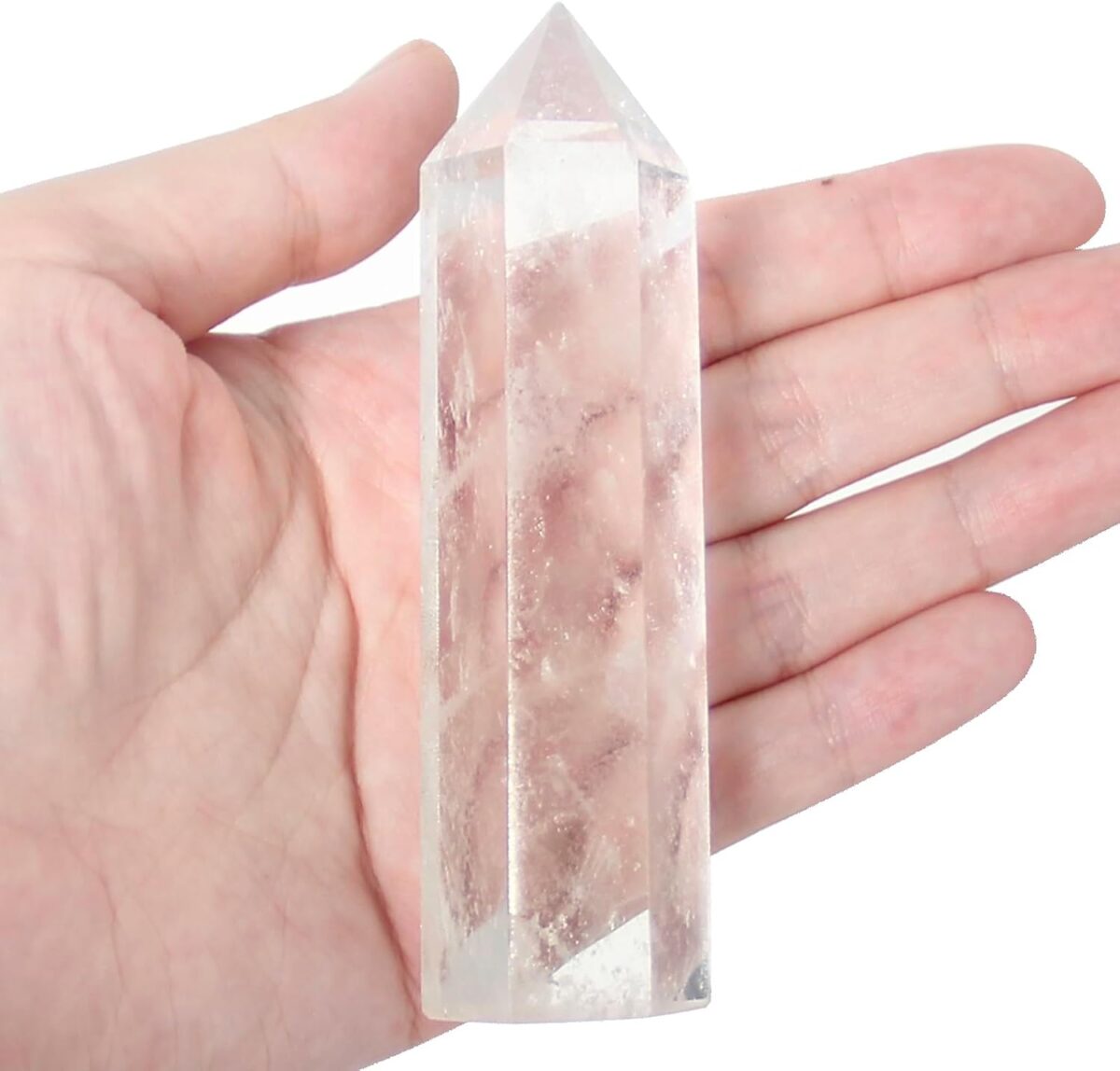 Orientrea Clear Quartz Crystal Wand-1 Pc 3.5"-3.9" Natural Clear Quartz Crystal Wands, Healing Crystal and Stones, Natural Clear Quartz Stone Tower, Gift Box Packaging - Image 1