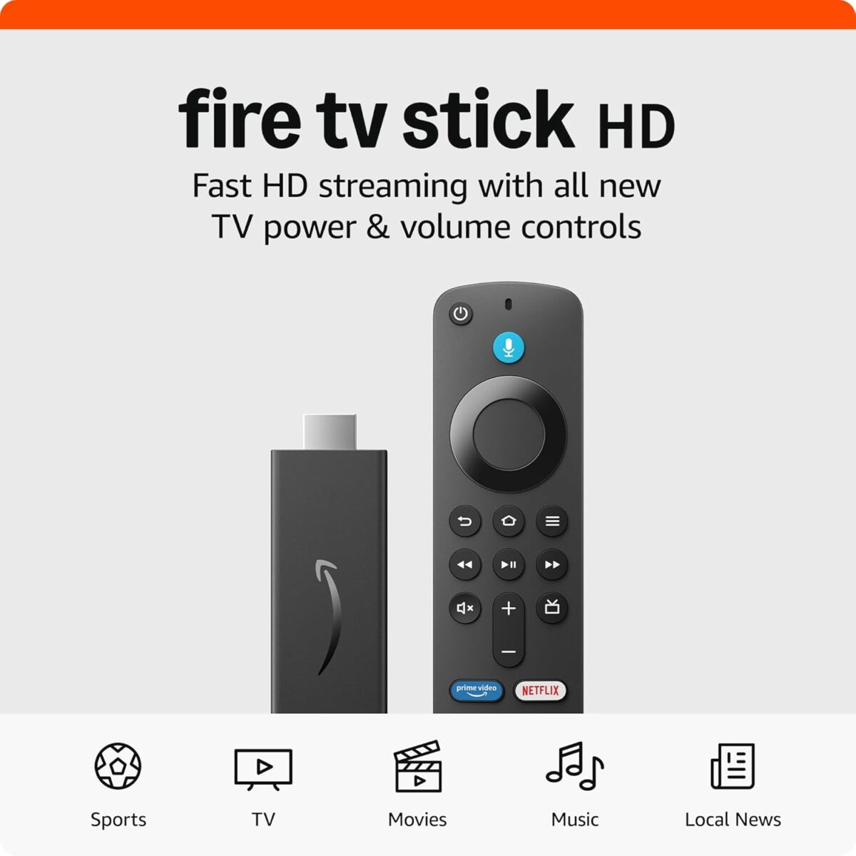 Amazon Fire TV Stick HD (newest model), free and live TV, Alexa Voice Remote, smart home controls, HD streaming - Image 1