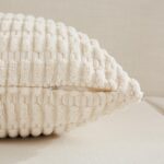 Fancy Homi 4 Packs Neutral Decorative Throw Pillow Covers 18x18 Inch for Living Room Couch Bed Sofa, Rustic Farmhouse Boho Home Decor, Soft Plush Striped Corduroy Square Cushion Case 45x45 cm - Image 3