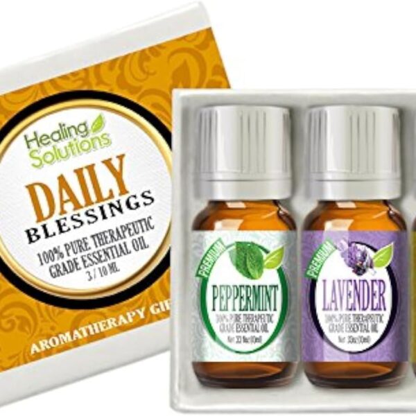 Healing Solutions - Blessing Set Essential Oil Kit (3x10ml) Variety Pack for Aromatherapy Diffusers Daily (Lavender Lemon Peppermint) - Lemon Lavender and Mint Essential Oil - Aromatherapy Oils
