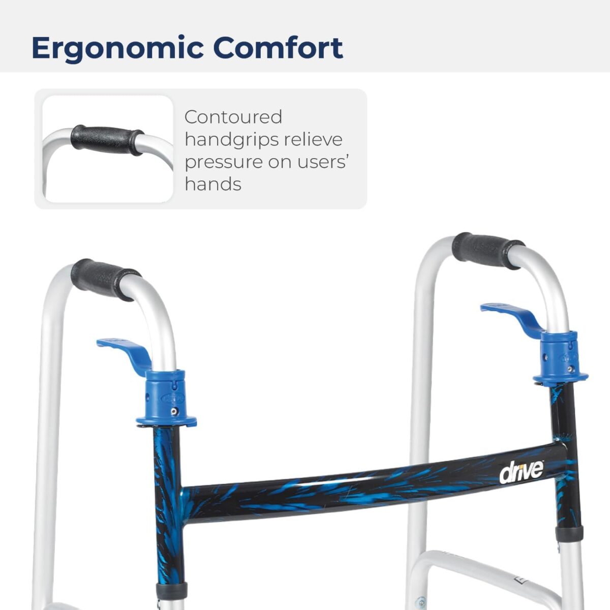 Drive Medical 10226-1 Trigger Release Folding Walker, Brushed Steel - Image 5