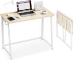 Folding Desk Small Foldable Desk for Small Space, 31.5 Inches Writing Computer Desks in Study, Home Office Foldable Office Desks for Bedroom, Oak