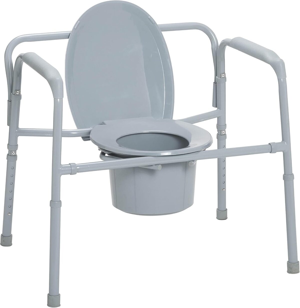 Drive Medical 11117N-1 Bariatric Commode Chair for Toilet with Arms, Gray - Image 1