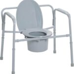 Drive Medical 11117N-1 Bariatric Commode Chair for Toilet with Arms, Gray