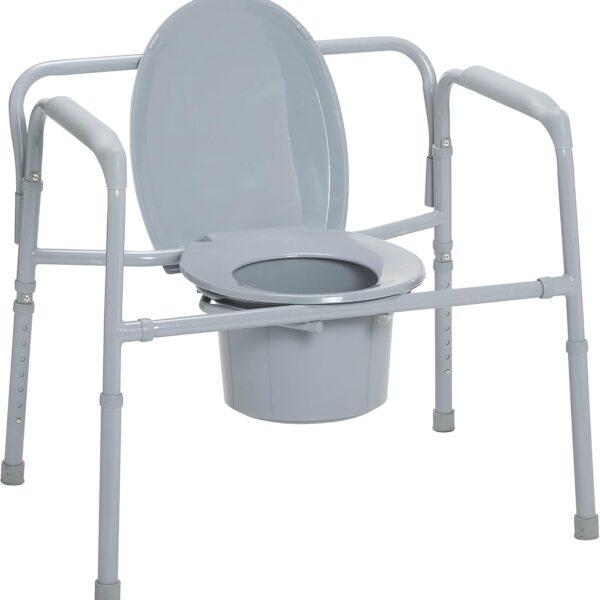 Drive Medical 11117N-1 Bariatric Commode Chair for Toilet with Arms, Gray