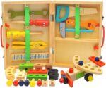 KIDWILL Kids Tool Set with Tool Box & DIY Stickers, Pretend Play STEM Construction Kits for Toddlers 3-5, Montessori Toys for 3 4 5 Year Old, Wooden Play Tools Set, Toddler Boy Toys - Image 4