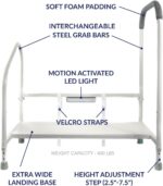 Step2Bed Bed Rails For Elderly with Adjustable Height Bed Step Stool & LED Light for Fall Prevention - Portable Medical Step Stool comes with Handicap Grab Bars making it easy to get in and out of bed - Image 2